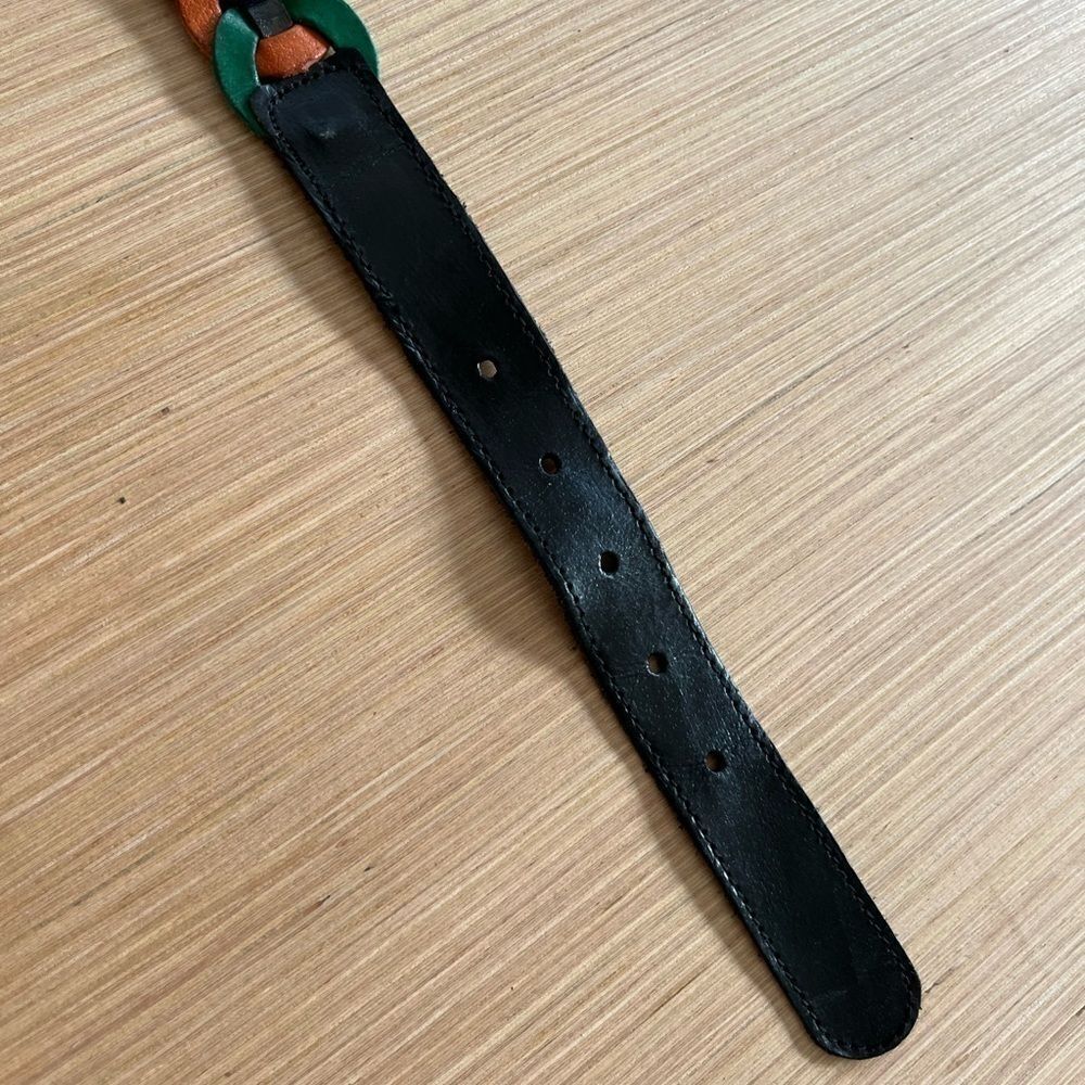 Vintage Black Leather Braided Colorful Belt - Picture 9 of 9